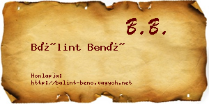 Bálint Benő névjegykártya