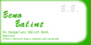beno balint business card