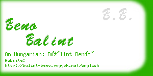 beno balint business card